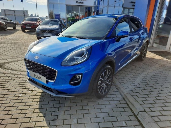 Ford Puma, Titanium, 5dveřová, 1.0 EcoBoost Hybrid (mHEV) 92 kW/125 k, 7st. Powershift, barva modrá