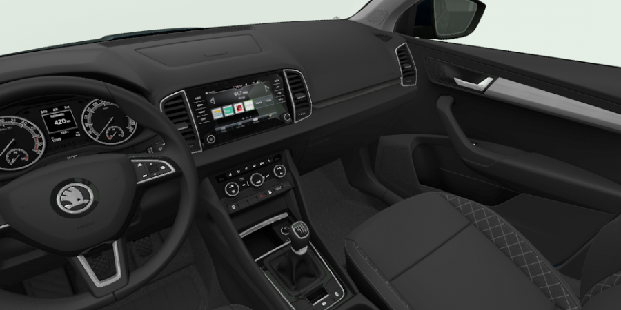 Škoda Karoq, 1,6 TDI 85 kW 6-stup. mech., barva modrá