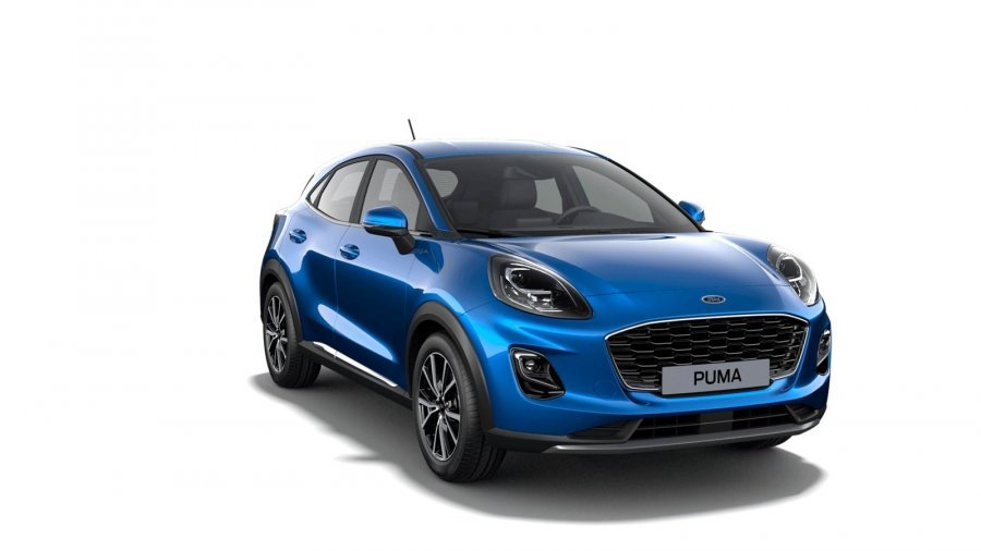 Ford Puma, Titanium, 5dveřová, 1.0 EcoBoost (mHEV) 92 kW/125 k, 6st. manuální, barva modrá