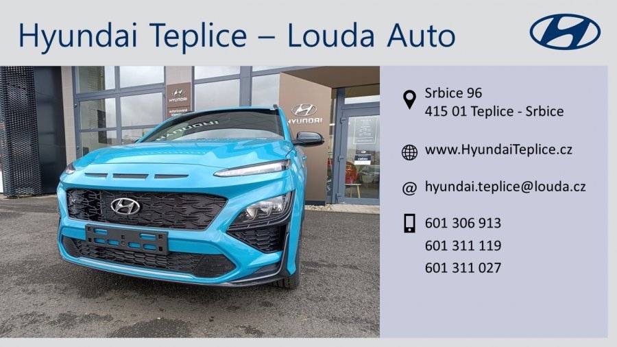 Hyundai Kona, 1,6 T-GDI 145 kW (95 NAT) 7 st. DCT, barva modrá