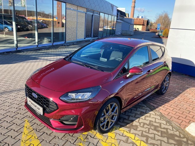 Ford Fiesta, ST-Line, 5dveřová, 1,0 EcoBoost Hybrid (mHEV) 92 kW/125 k, 6st. manuální, barva červená