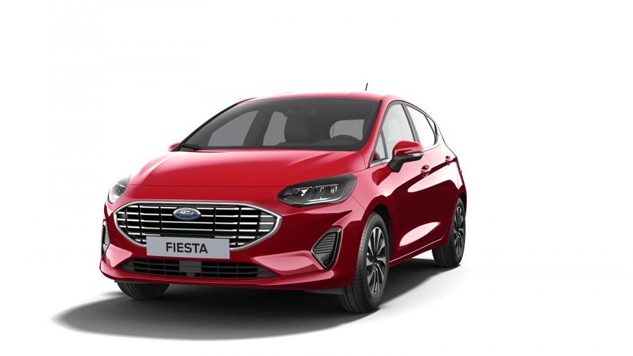 Ford Fiesta, Titanium, 5dveřová, 1,0 EcoBoost Hybrid (mHEV) 92 kW/125 k, 6st. manuální, barva červená