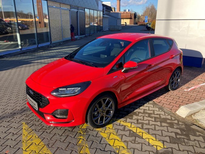 Ford Fiesta, ST-Line, 5dveřová, 1,0 EcoBoost Hybrid (mHEV) 92 kW/125 k, 6st. manuální, barva červená