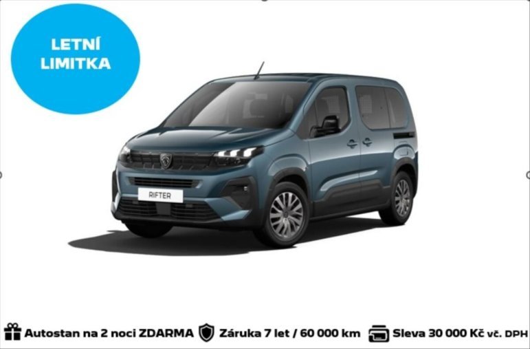 Peugeot Rifter, Peugeot Rifter 1,5 LONG ALLURE BHDi 130 S&S M, barva modrá