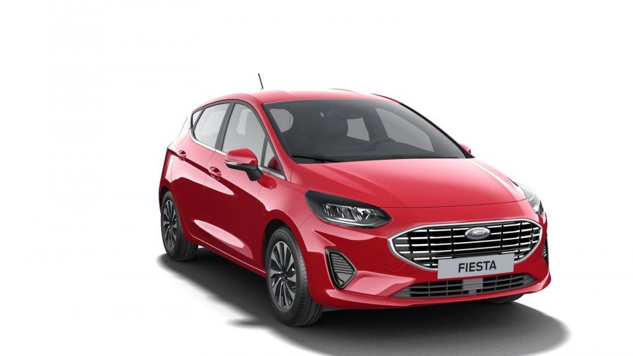 Ford Fiesta, Titanium, 5dveřová, 1,0 EcoBoost Hybrid (mHEV) 92 kW/125 k, 6st. manuální, barva červená